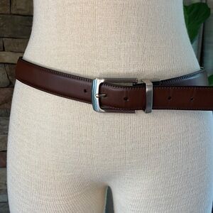 BLACK and brown reversible synthetic leather large belt